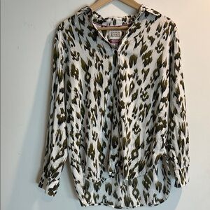 Olive and Black Patterned Button Down Shirt